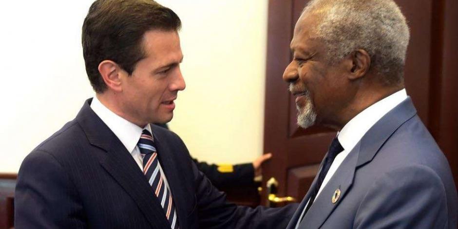 Aportaciones de Kofi Annan, legado para la paz, destaca Peña Nieto