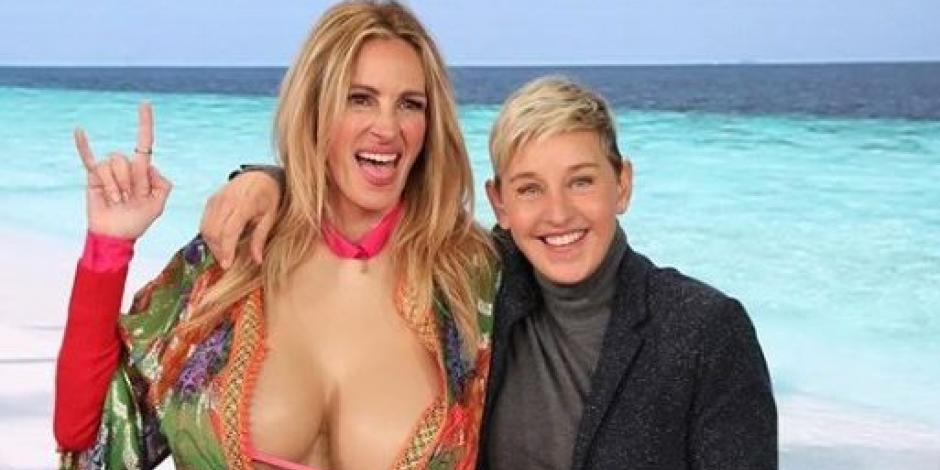 VIDEO: Ellen DeGeneres le regala nuevos "pechos" a Julia Roberts