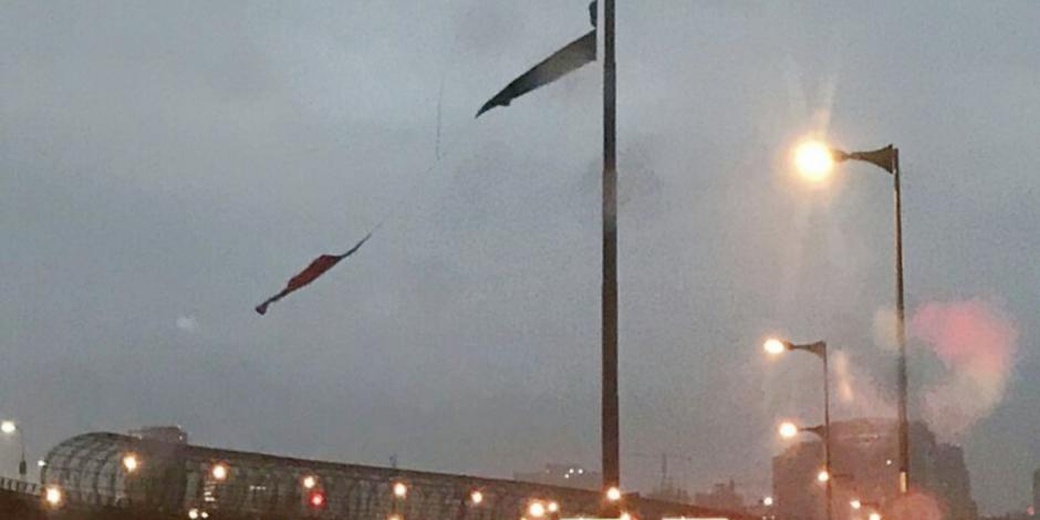 VIDEO: Se desgarra bandera de San Jerónimo por granizada