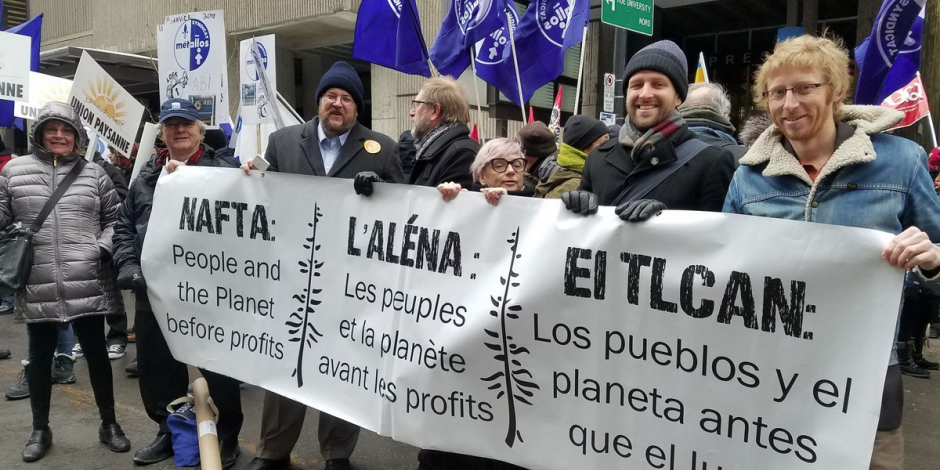 Protestan por segunda ocasión contra diálogo del TLCAN en Montreal