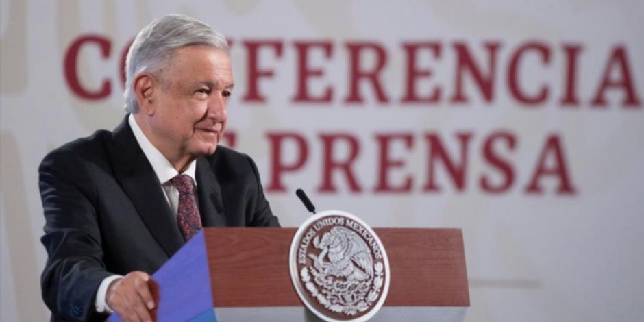 El Presidente de México, Andrés Manuel López Obrador, en conferencia el 27 de mayo de 2020.