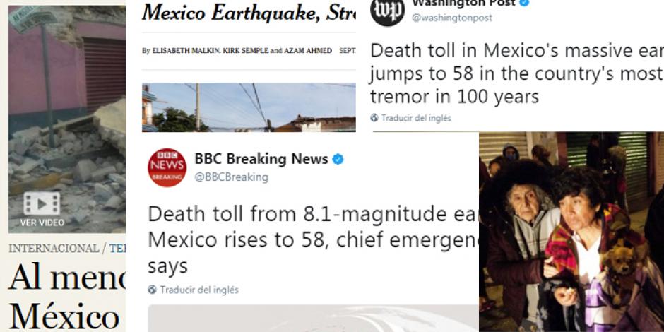 Medios internacionales dan seguimiento a terremoto registrado en México