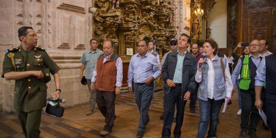 EPN revisa monumentos afectados por sismos en Taxco