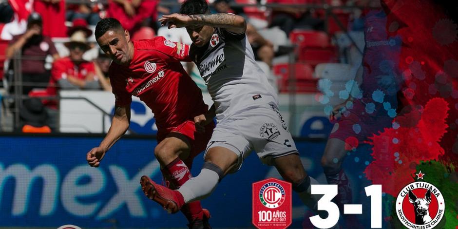 Los Diablos Rojos del Toluca derrotan 3 - 1 a Xolos de Tijuana