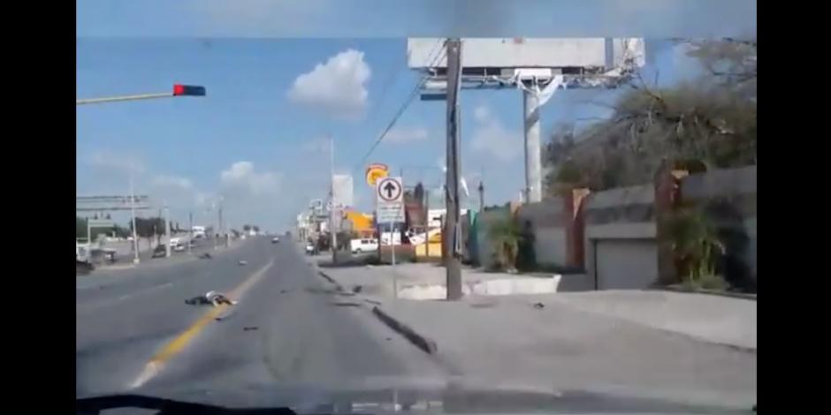 VIDEO: Motociclista arrolla a peatón en Tamaulipas