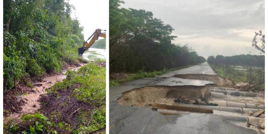 Las fuertes lluvias ocasionadas por la tormenta tropical Cristóbal dañaron también caminos alimentadores en Campeche, Chiapas y Tabasco.