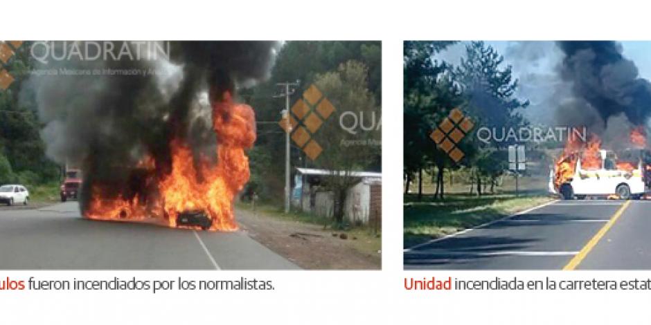 Normalistas queman 4 autos; piden mil plazas