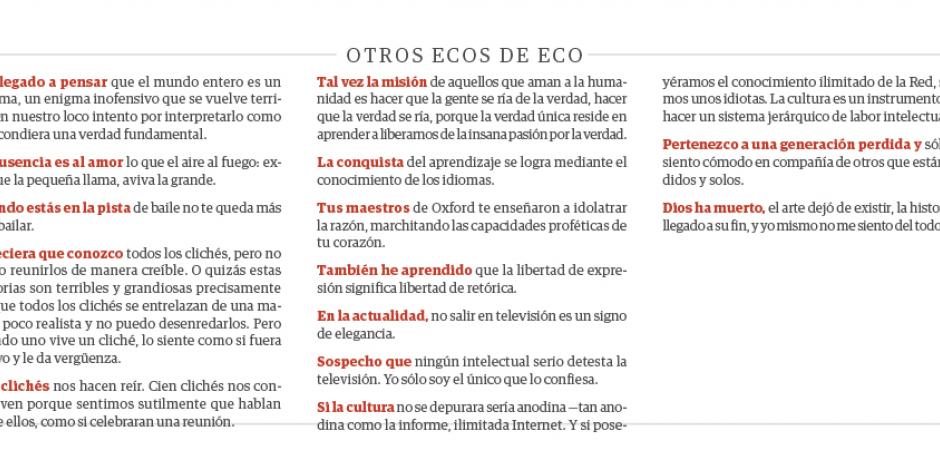 Entre Libros, Lecturas y Novelas Antología portátil de Umberto Eco