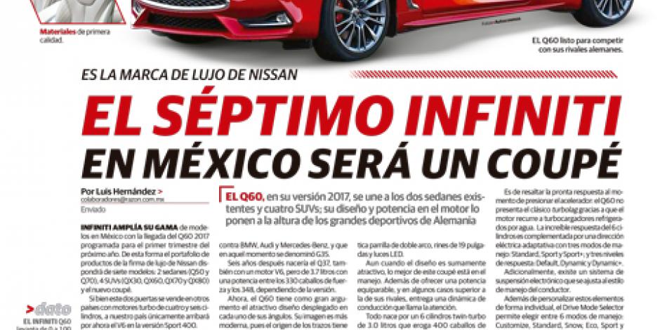El séptimo Infiniti en México será un Coupé