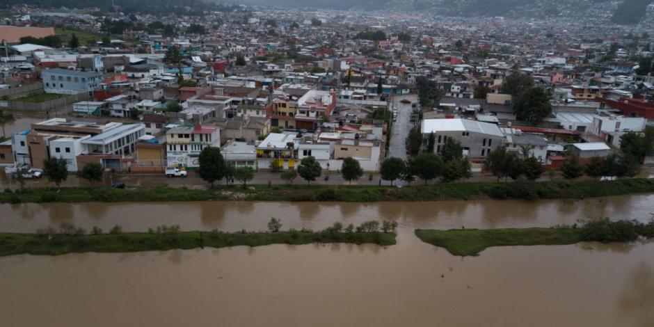 Vista aérea de San Cristóbal de las Casas después del primer día del paso de la Tormenta Cristóbal.