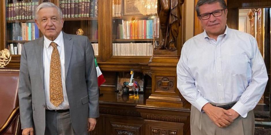 El Presidente AMLO con Monreal en Palacio Nacional, en imagen de archivo..