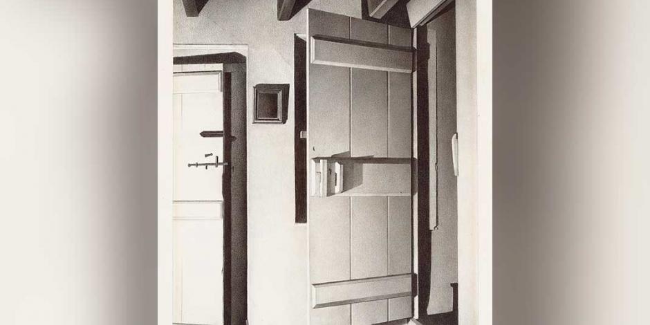 Charles Sheerer, La puerta abierta, lápiz conté sobre papel, 1932.