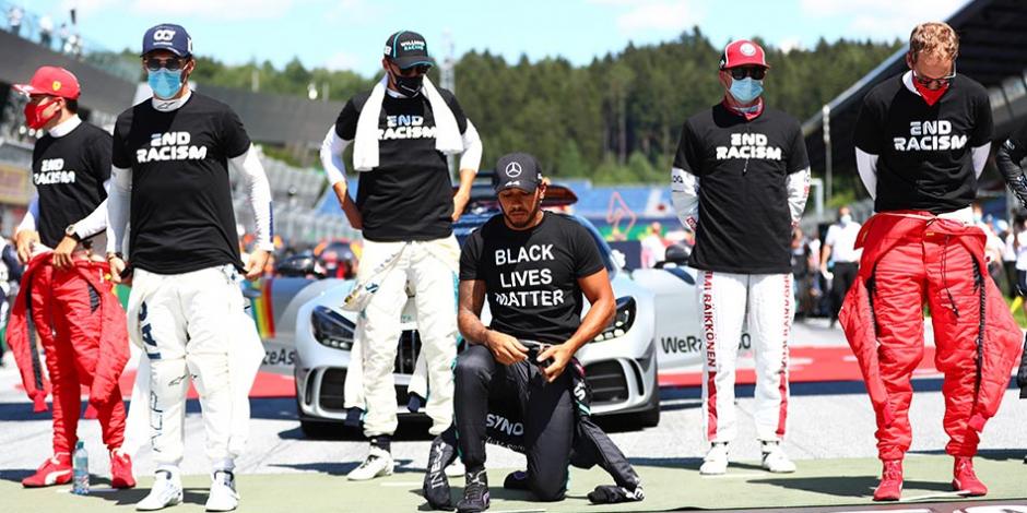 Lewis Hamilton es el principal protestante de la Fórmula 1 contra el racismo.