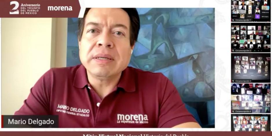 Durante el “Mitin Virtual Nacional: Victoria del pueblo”,  Mario Delgado, dijo que Morena debe dar vuelta a la página de las confrontaciones.