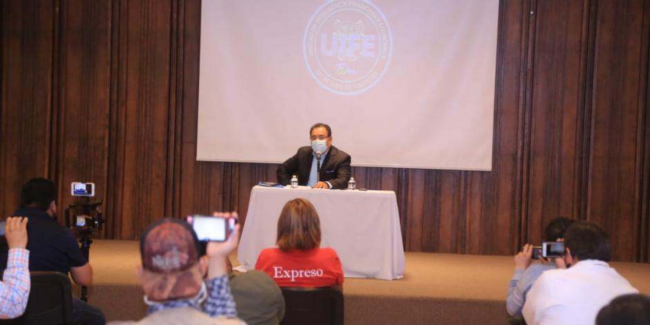 El titular de la Unidad, Raúl Ramírez Castañeda en conferencia de prensa.