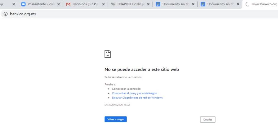 Usuarios de Redes sociales reportaron la caída de la página del Banco de México