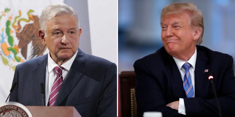 (Izq. a der.) El presidente de México, Andrés Manuel López Obrador y el presidente de Estados Unidos, Donald Trump.