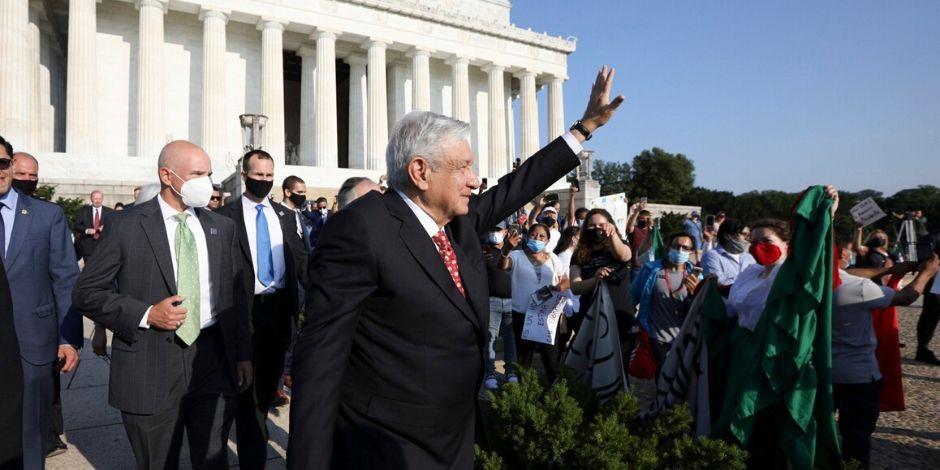 El Presidente de México, Andrés Manuel López Obrador visita Washington, el 8  de julio de 2020.