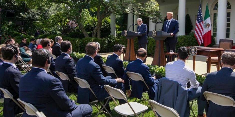 El Presidente de México y  Donald Trump, en la Casa Blanca, el 8 de julio de 2020.