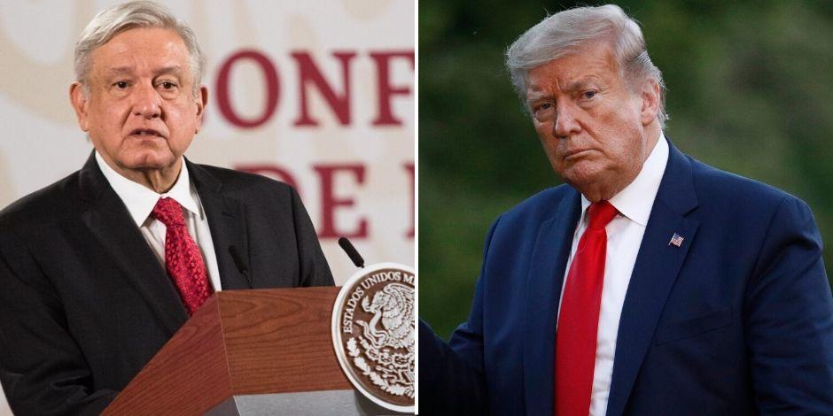 (Izq. a der.) El presidente de México, Andrés Manuel López Obrador y Donald Trump.