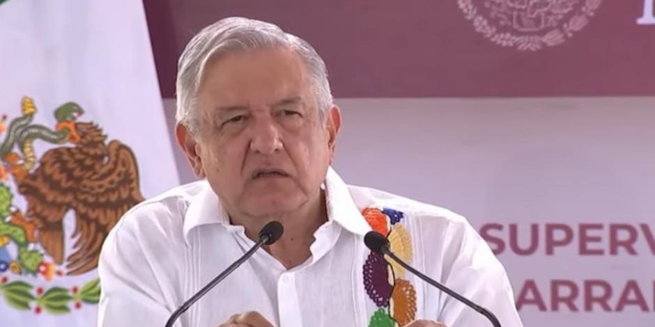 El presidente López Obrador durante el discurso de hoy.