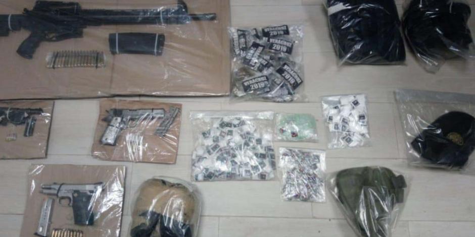 Decomisa SSP Veracruz armas, cartuchos y más de 500 dosis de droga a presuntos integrantes del CJNG.