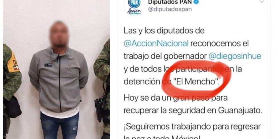 En la cuenta de Twitter de los legisladores panistas celebraron la detención de El Mencho; el tuit ya fue borrado.