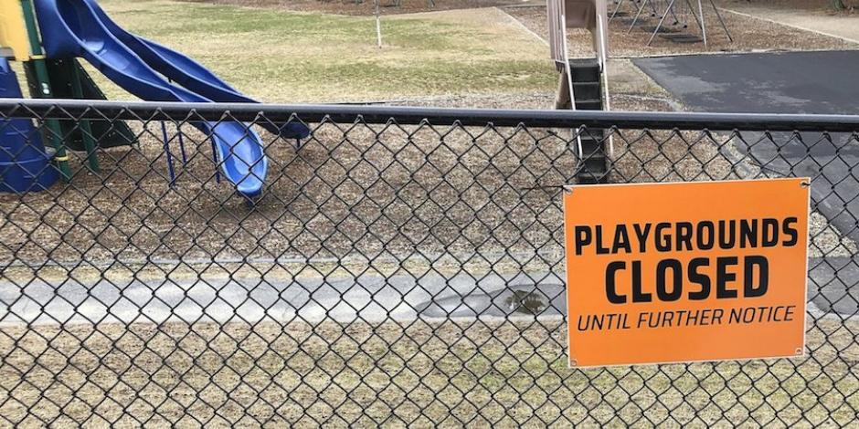 Un parque cerrado a causa de la pandemia en Massachusetts, en abril.