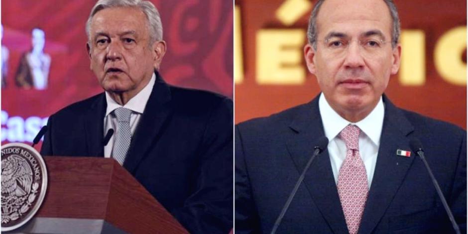 Izquierda El Presidente López Obrador. A la derecha, el expresidente Felipe Calderón.