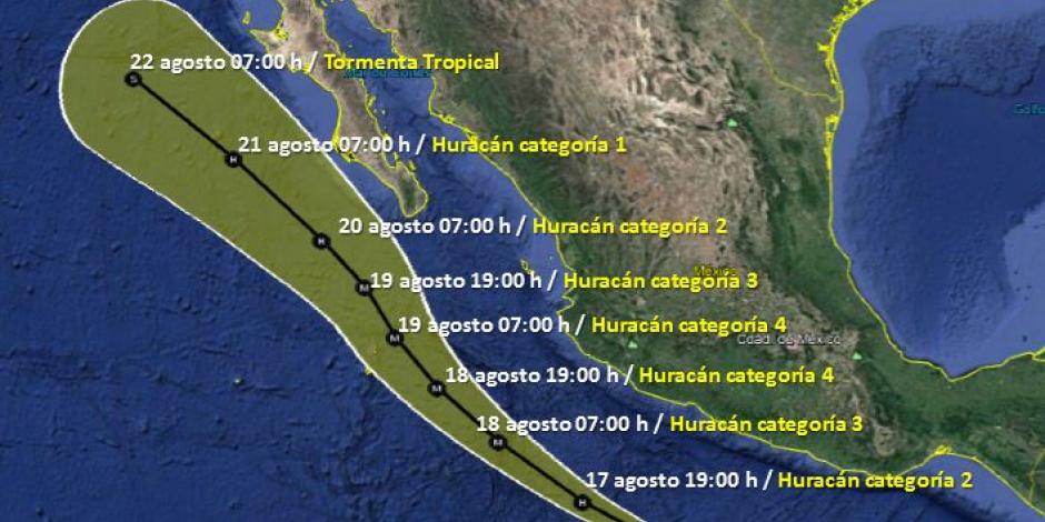 El huracán Genevieve se encuentra frente a las costas de Guerrero y Michoacán.