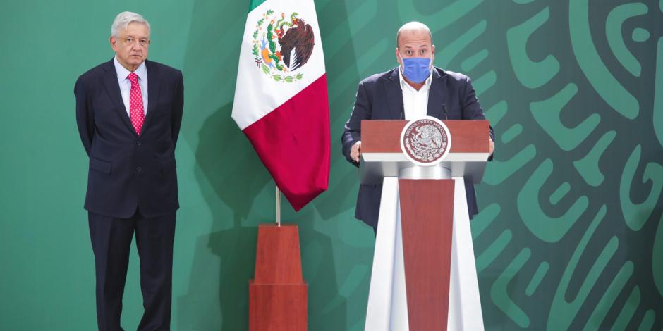Encuentro entre el gobernador de Jalisco, Enrique Alfaro (der.) y el Presidente Andrés Manuel López Obrador, en Zapopan