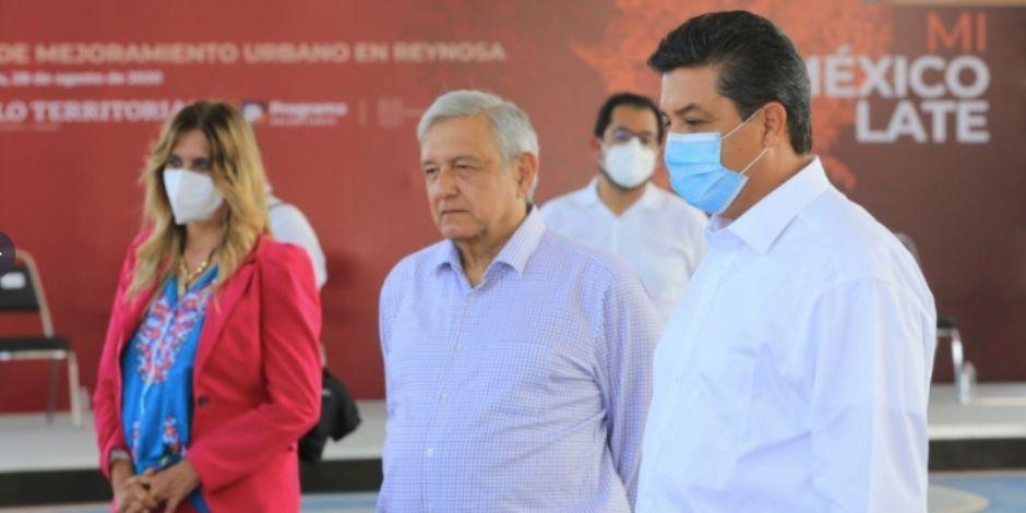 El gobernador de Tamaulipas y el Presidente de México, el 28 de agosto de 2020.