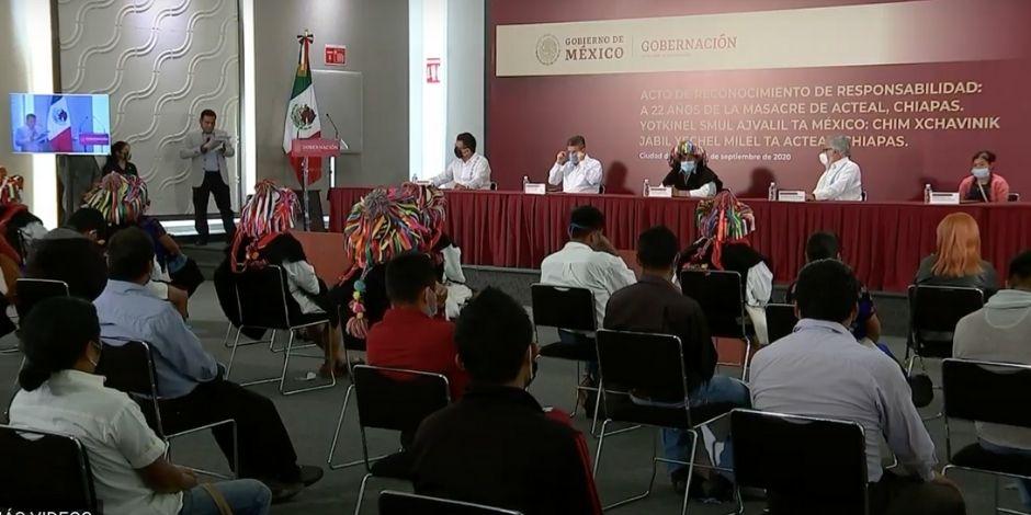 Reconoce Estado mexicano responsabilidad por caso Acteal, el 3 de septiembre de 2020.