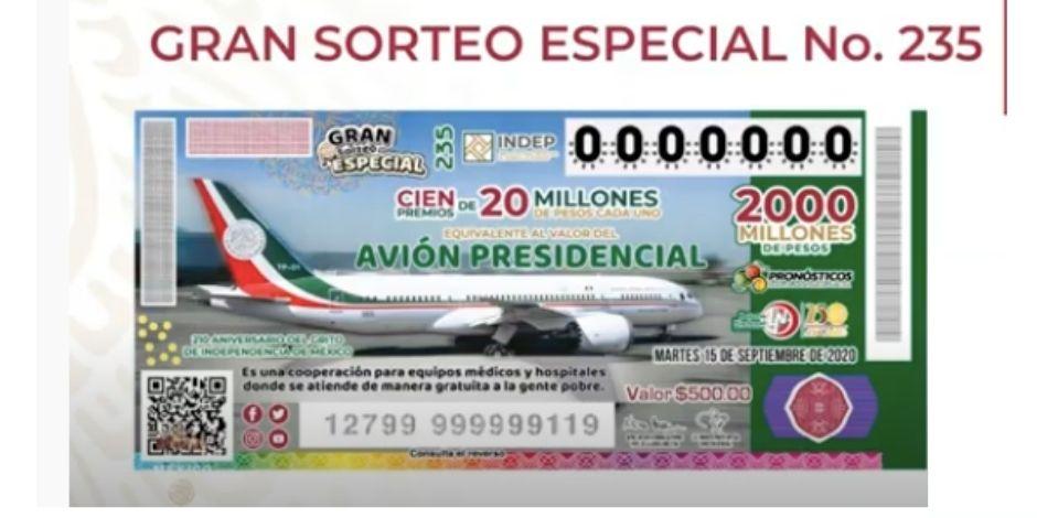 "Cachito" del sorteo del avión presidencial, el 14 de septiembre de 2020.