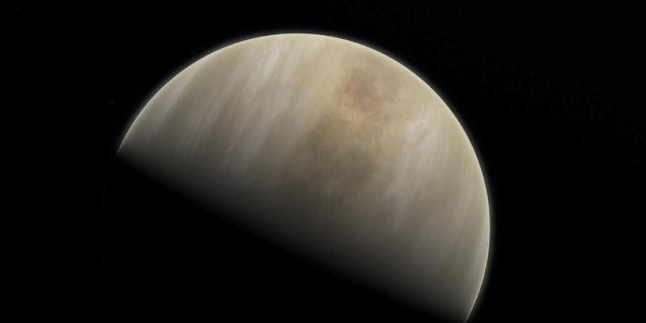 Impresión artística representa el planeta Venus, donde los científicos han confirmado la detección de moléculas de fosfina.