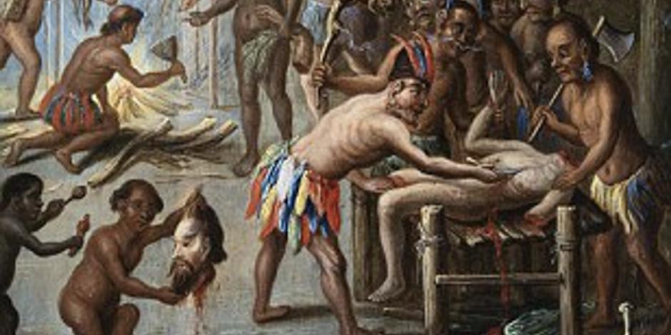 Jan van Kessel, Indios como caníbales, 1644, detalle.