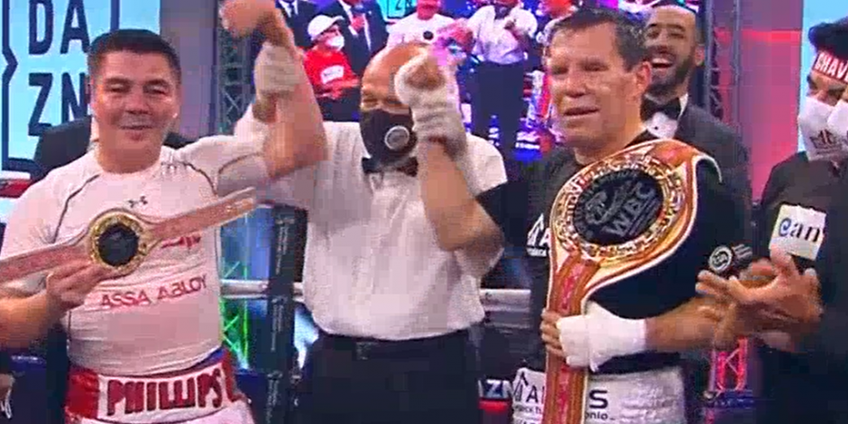 "Travieso" Arce y Julio César Chávez, el año pasado, después de la tercera pelea de box entre ambos.