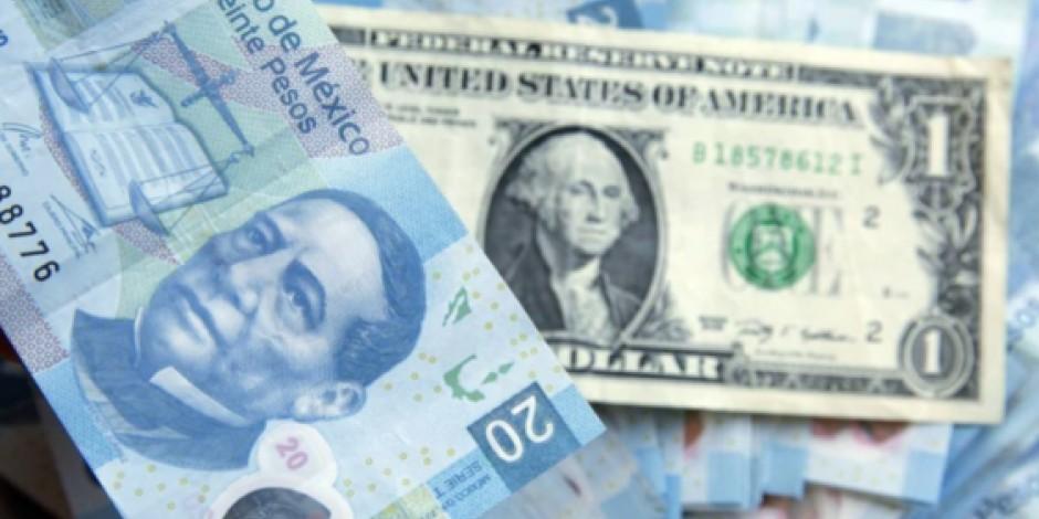 La moneda mexicana liga cuatro días de ganancia, al venderse en 19.9684 pesos por dólar