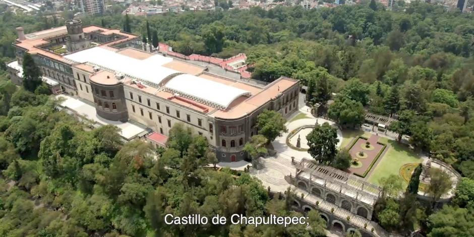 Vista panorámica del Castillo de Chapultepec, incluida en el video.