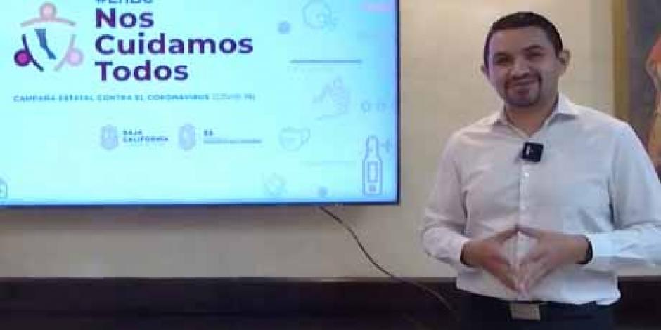 El secretario de Salud, Alonso Pérez Rico, informa sobre actualización de casos en videoconferencia.