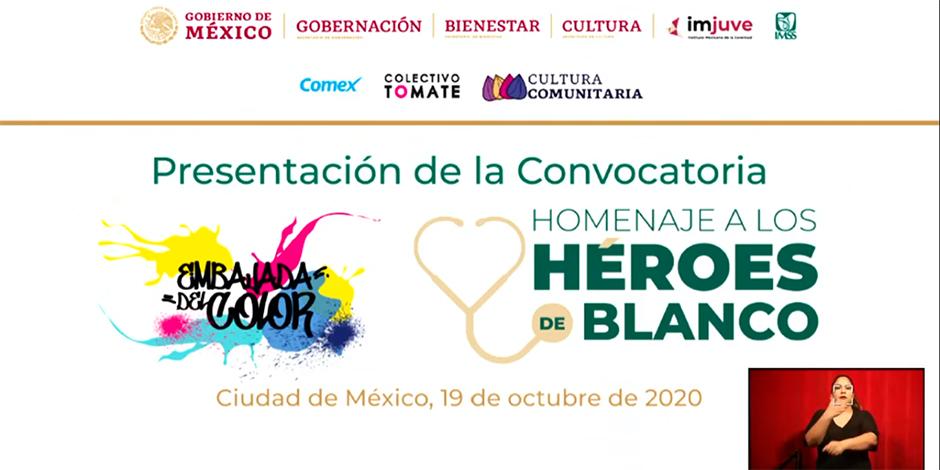Convocatoria “Embajada del Color, Homenaje a Heroínas y Héroes de Blanco”, hecha por el IMSS.