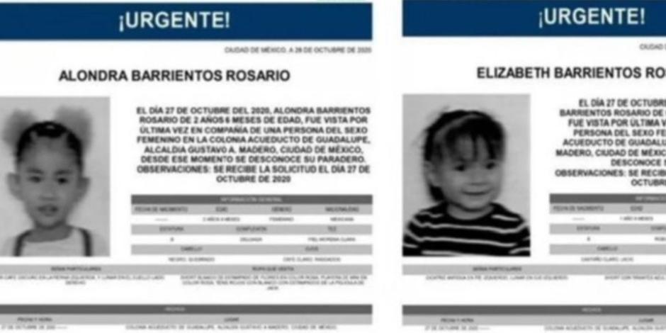 Alondra Barrientos Rosario, de dos años, y Elizabeth Barrientos Rosario de un año.