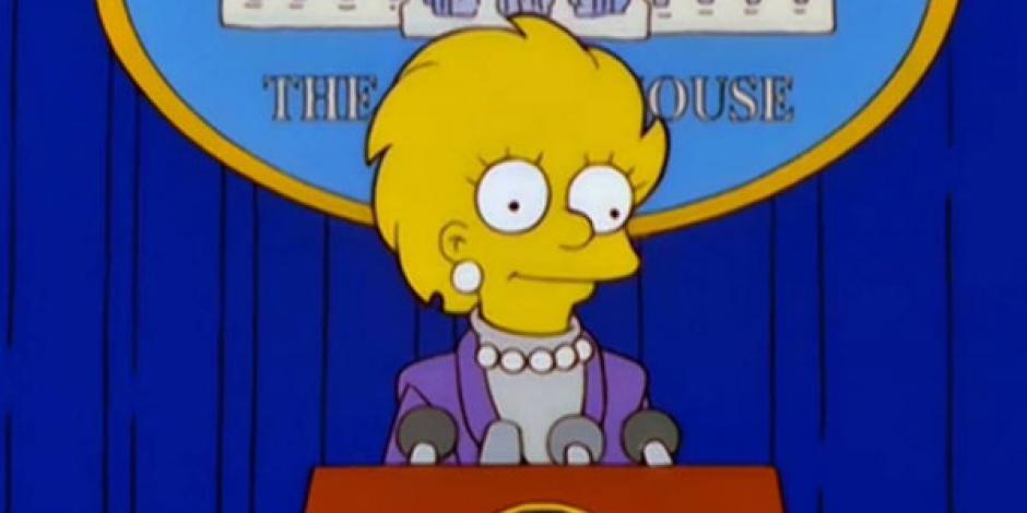 Lisa, en episodio de Los Simpson en que es presidenta de EU