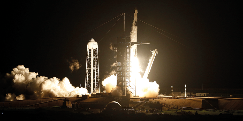 Lanzamiento del cohete Falcon 9, ayer.
