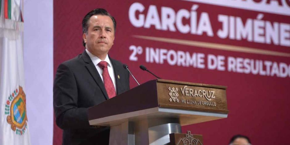 El gobernador Cuitláhuac García durante su Segundo Informe de Gobierno.