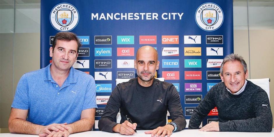 Pep Guardiola firma su renovación de contrato con el Manchester City.