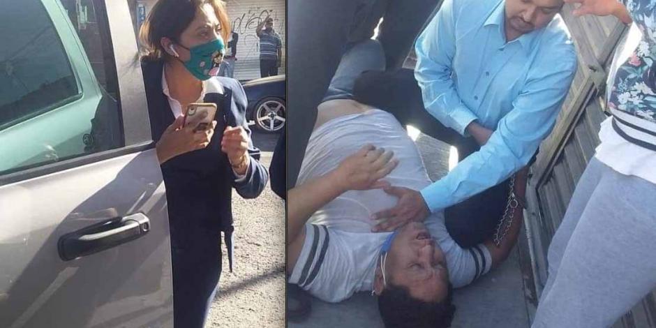 Al menos tres agentes someten a un comerciante en Celaya, Guanajuato, por una supuesta orden de aprehensión.