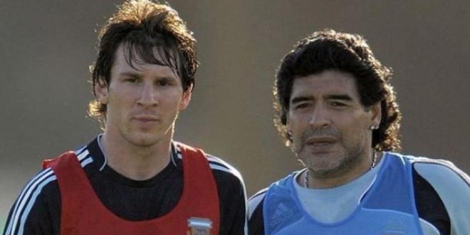 Lionel Messi y Diego Armando Maradona con la Selección de Argentina