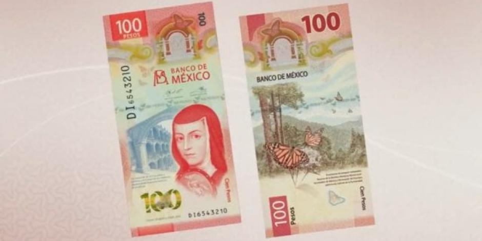 El billete de 100 pesos de Sor Juana Inés de la Cruz forma parte de la actual Serie G