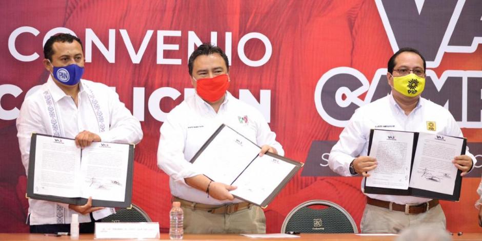 Firman PAN, PRI Y PRD coalición "Va por Campeche".